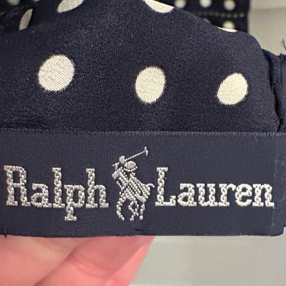 Vintage Ralph Lauren Navy & White Polka Dot Silk Scarf - Picture 3 of 11